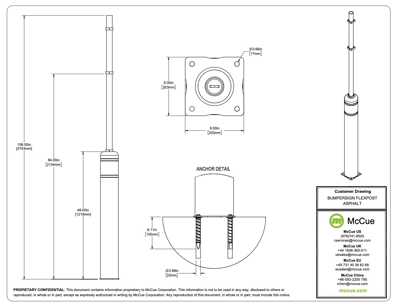BumperSign FlexPost Asphalt Customer Drawing