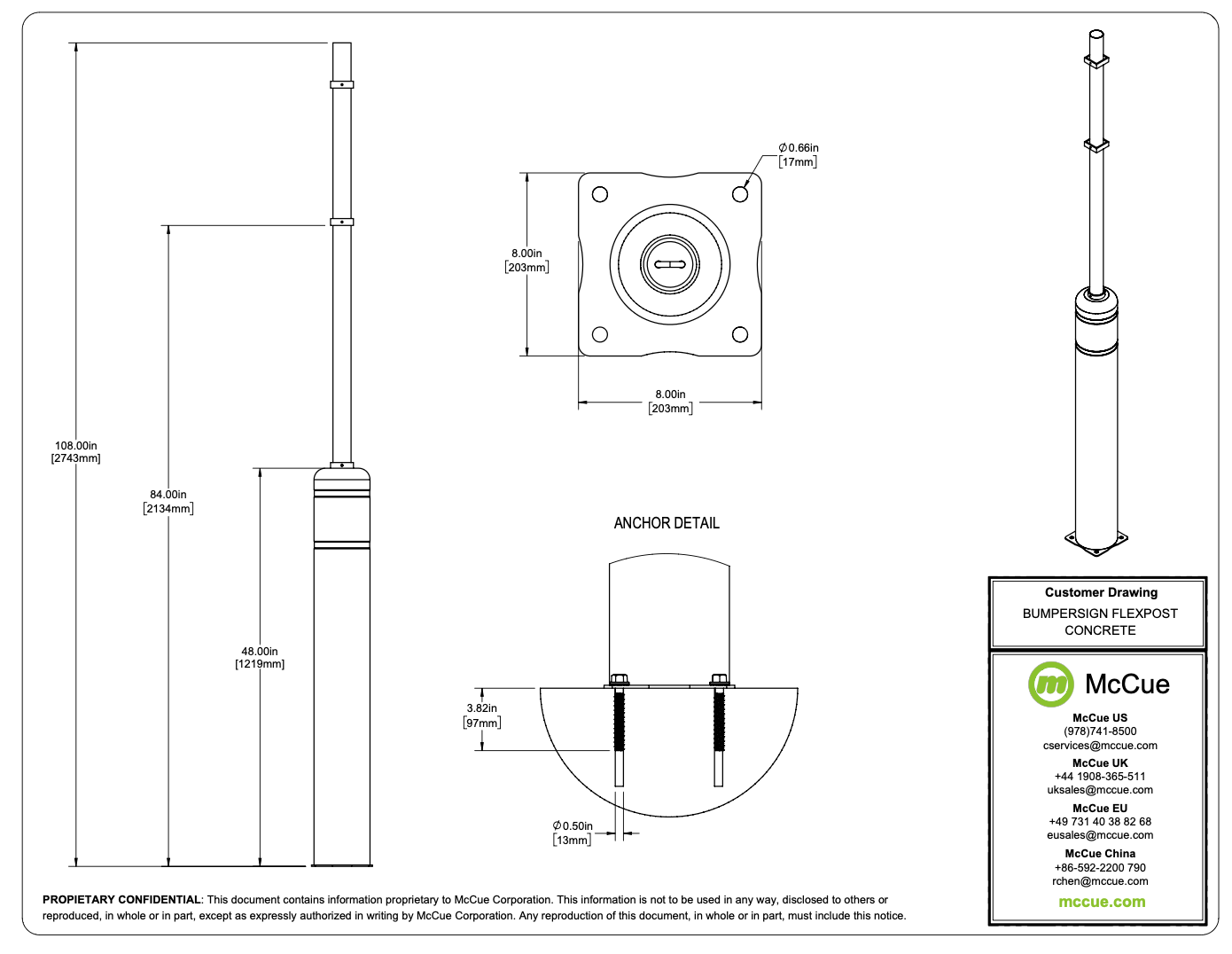 BumperSign FlexPost Concrete Customer Drawing