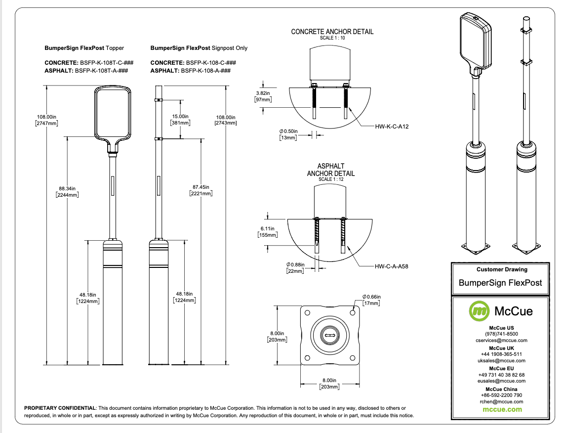 BumperSign FlexPost Customer Drawing
