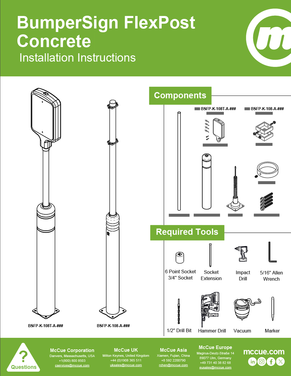 BumperSign FlexPost Concrete Installation Instructions