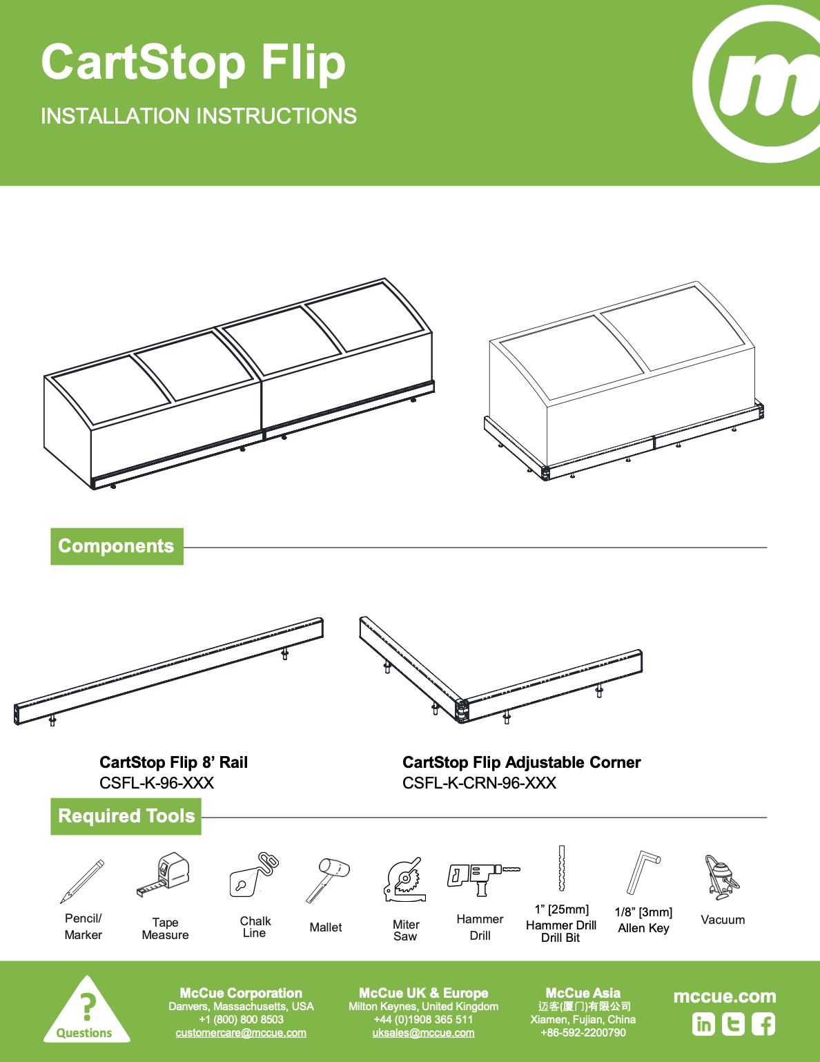 McCue Floor Rail Low Level Protection Safety Product Information