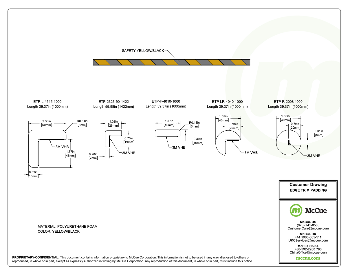 EdgeTrim Padding Customer Drawing