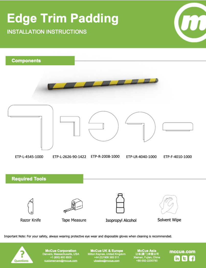 EdgeTrim Padding Installation Instructions