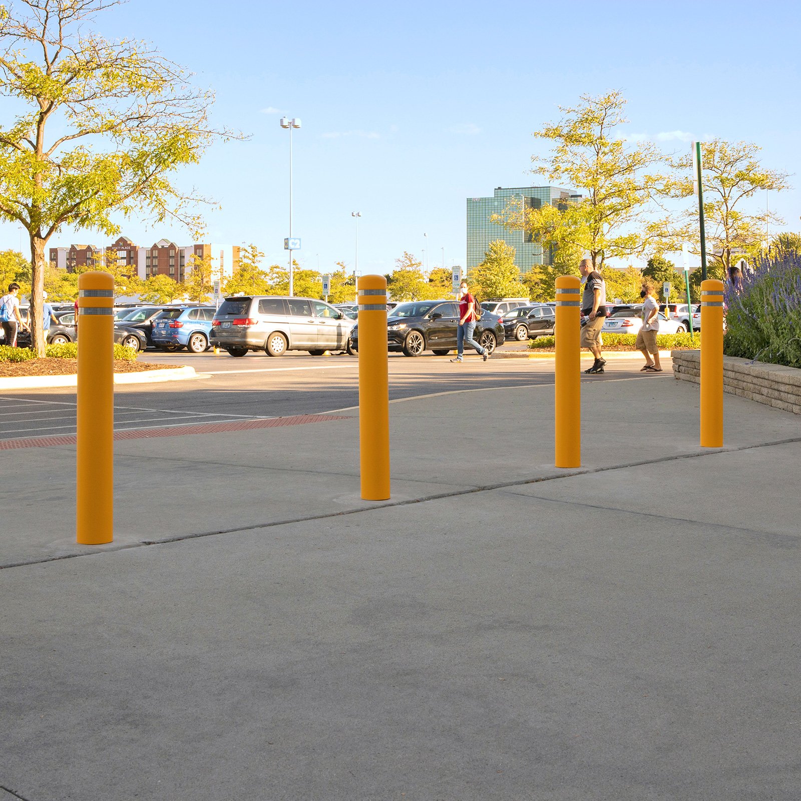 McCue Crash Tested ASTM F3016 CrashCore Bollard Protecting Store