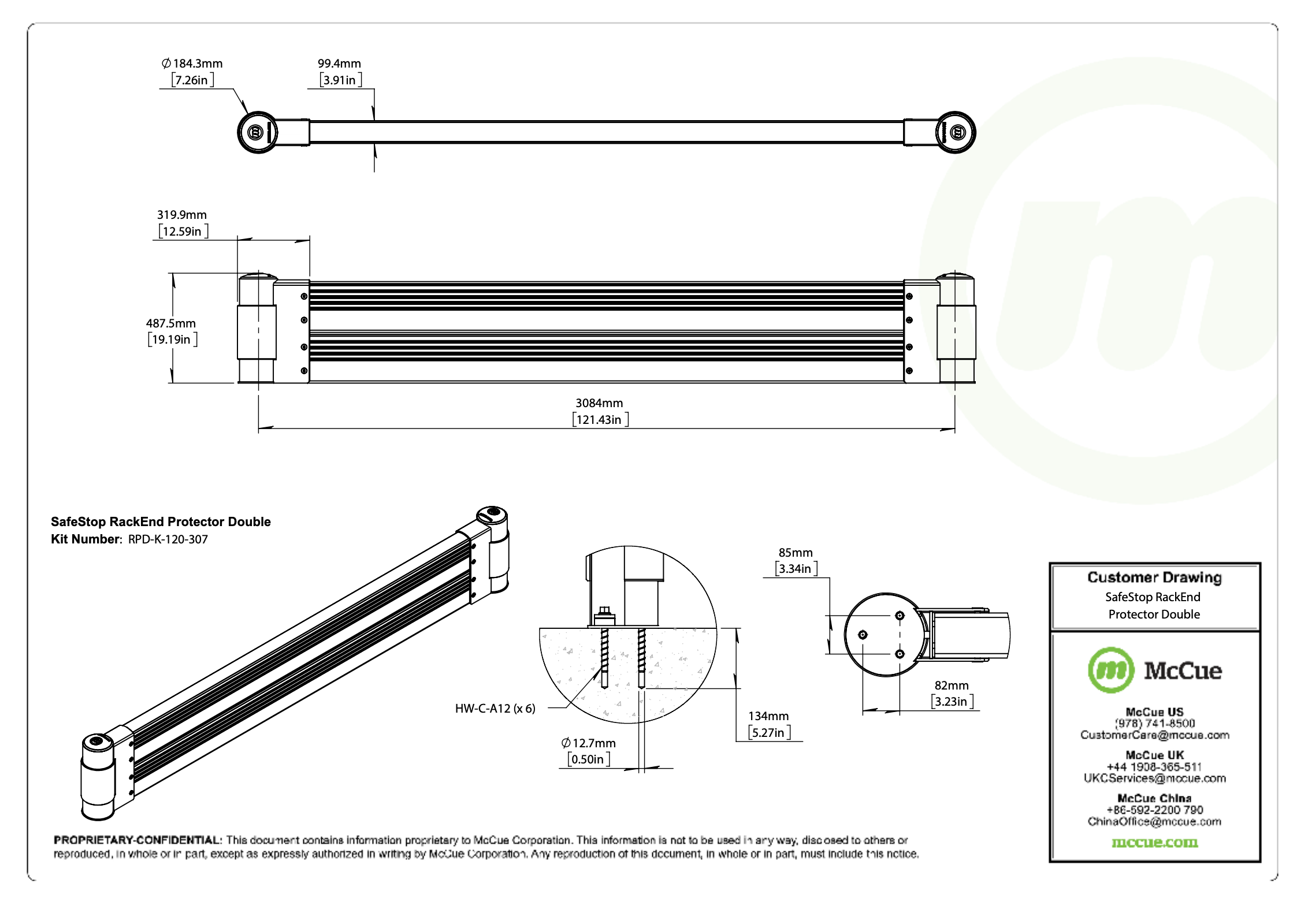 SafeStop RackEnd Protector Double Customer Drawing