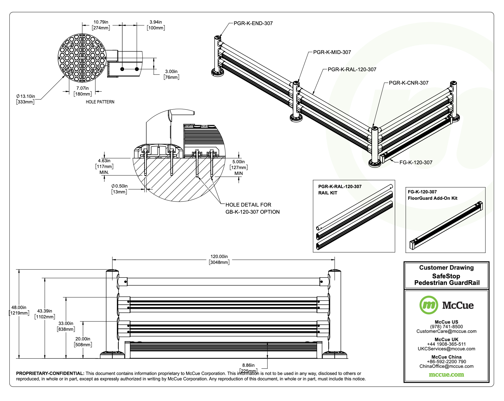 SafeStop Pedestrian Guardrail Customer Drawing