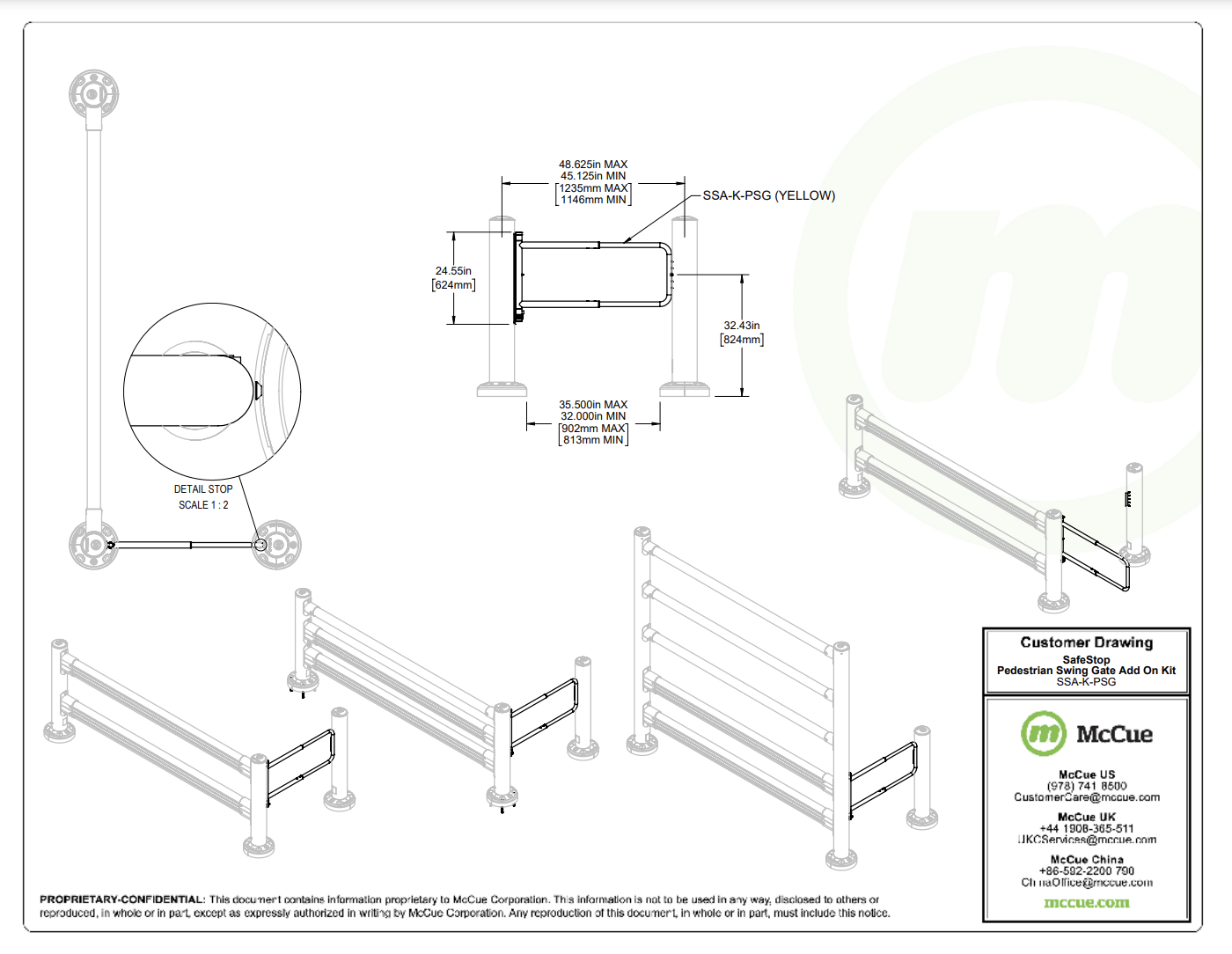 Pedestrian Swing Gate Customer Drawing