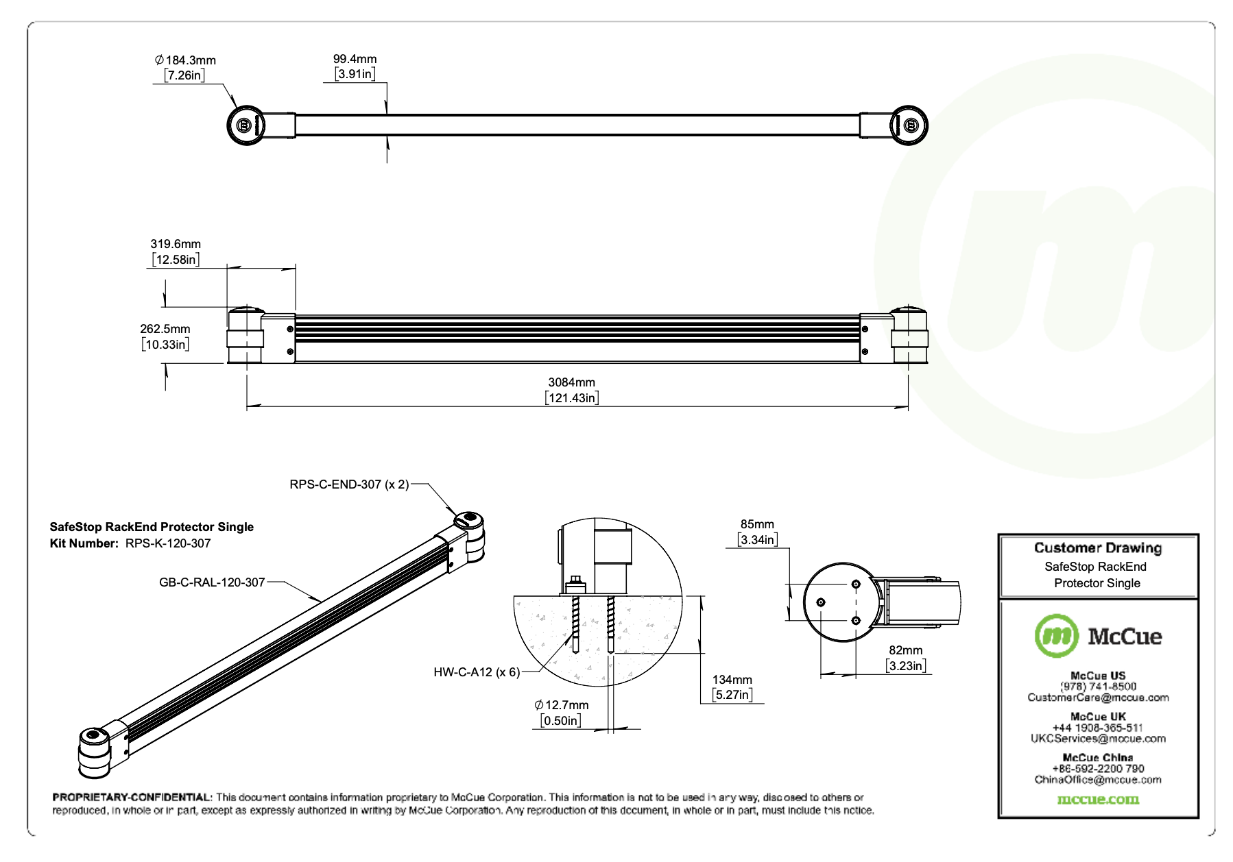 SafeStop RackEnd Protector Single Customer Drawing
