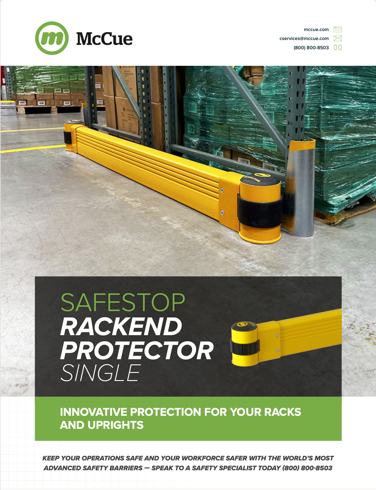 SafeStop RackEnd Protector Single Product Sheet