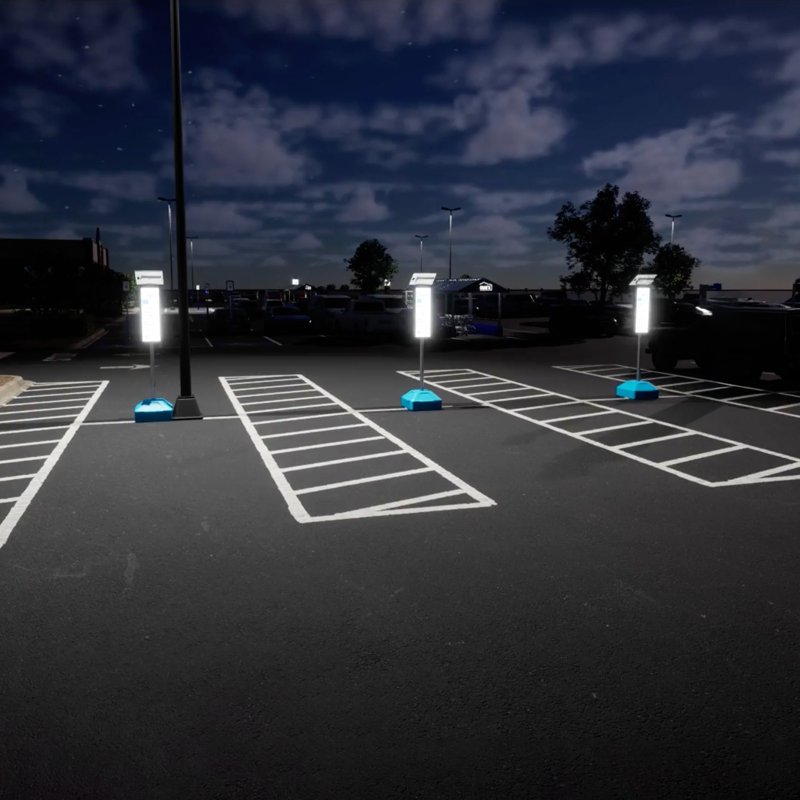 Solar Signage Illuminated at Night