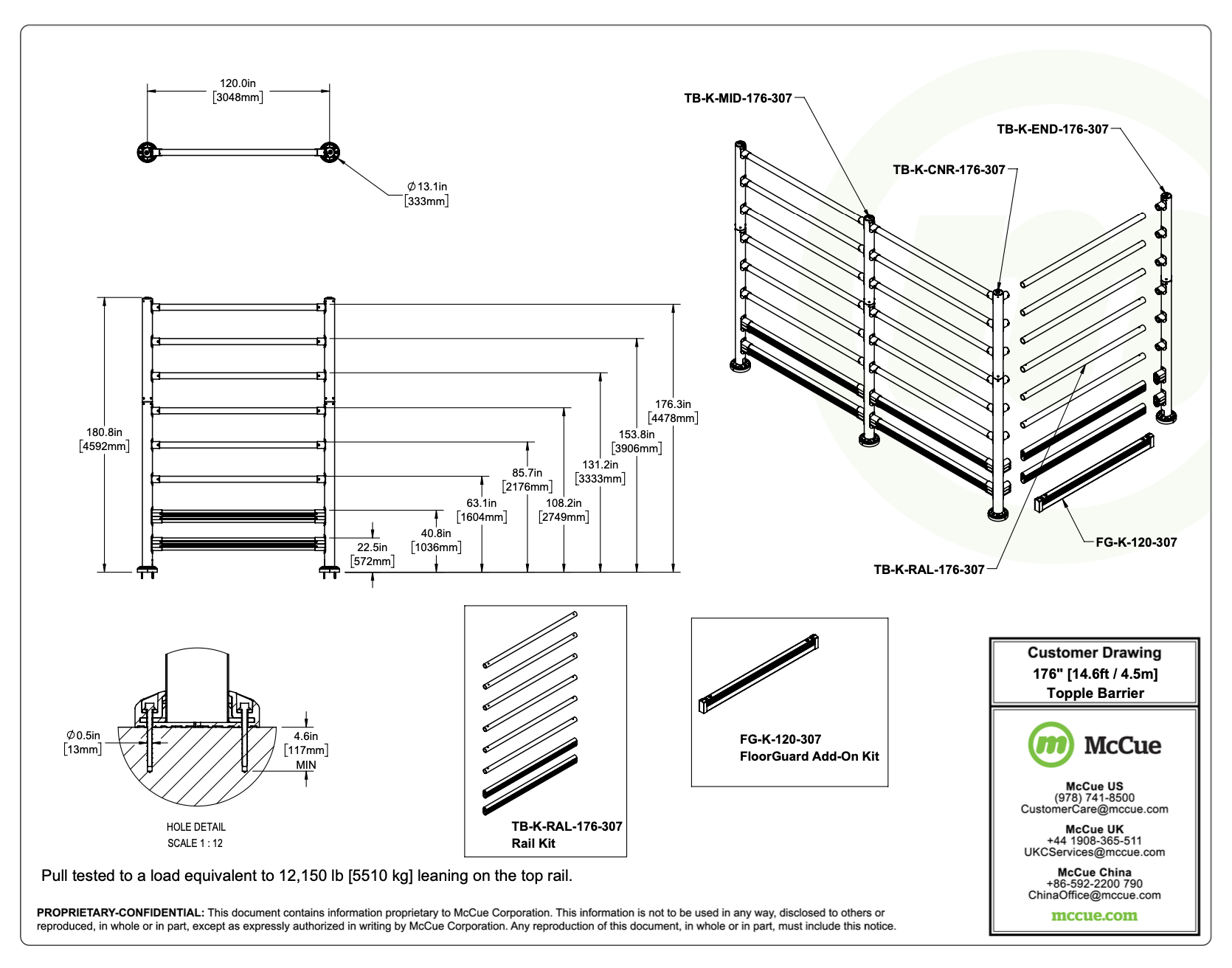 SafeStop ToppleBarrier 176 Customer Drawing