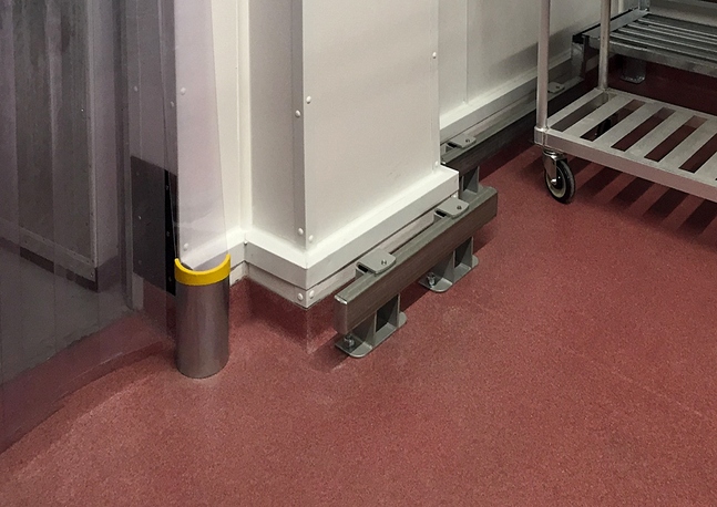 McCue back room safety bumpers and floor protection