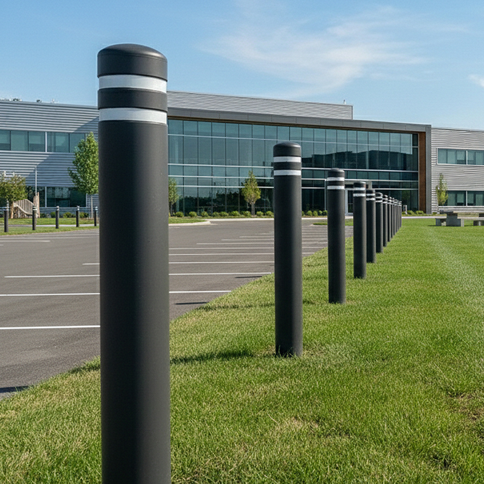 McCue Crash Tested ASTM F3016 CrashCore Bollard Protecting ATM