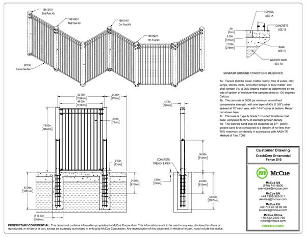CrashCore Ornamental Fence S10 Customer Drawing