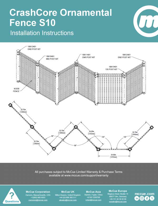 CrashCore Ornamental Fence S10 Installation Instructions