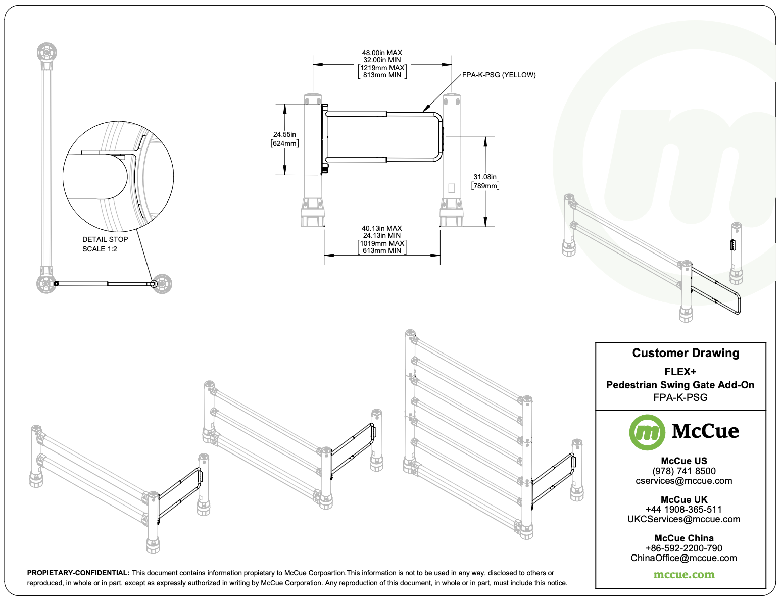 FLEX+ Pedestrian Swing Gate Customer Drawing