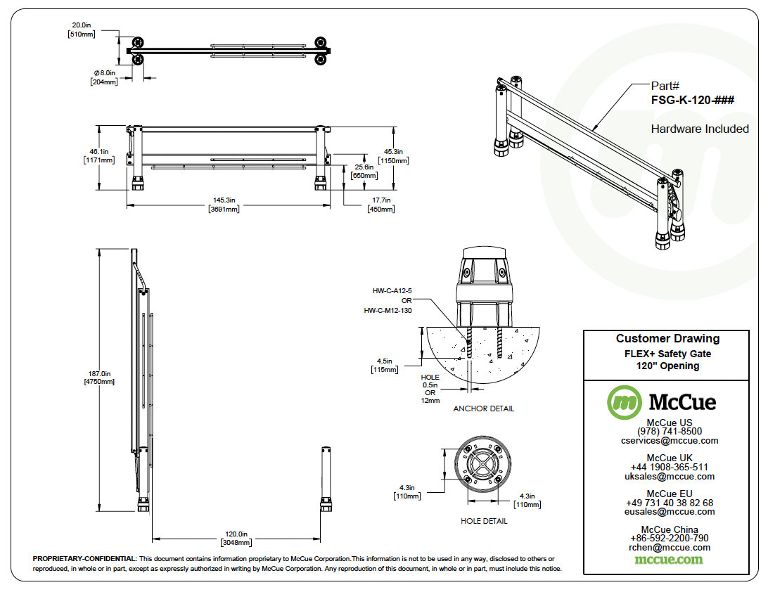 FLEX+ Safety Gate 120 Customer Drawing