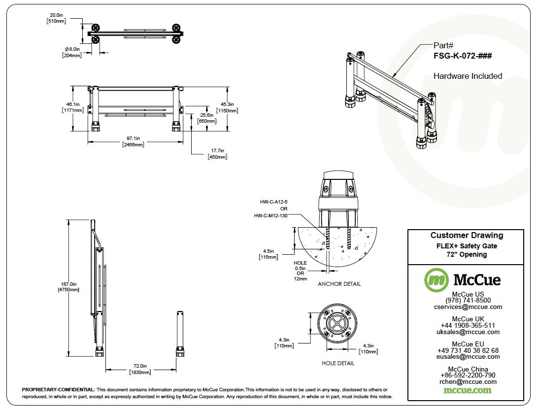 FLEX+ Safety Gate 72 Customer Drawing