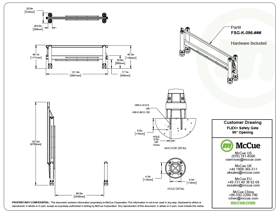 FLEX+ Safety Gate 96 Customer Drawing