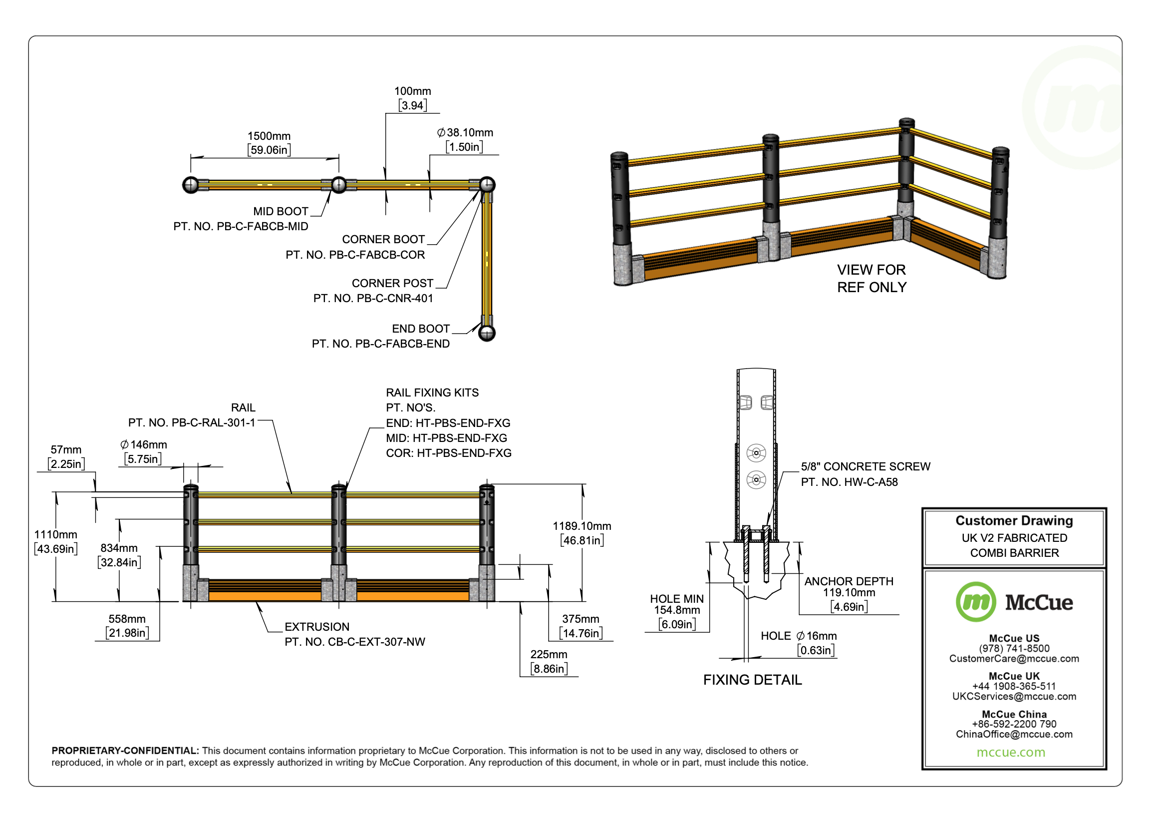 McCue Safety Product Sheet Line Art and Spec Information Customer Drawing