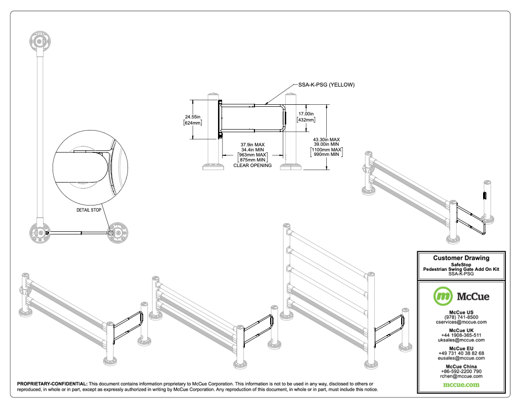 Pedestrian Swing Gate Customer Drawing
