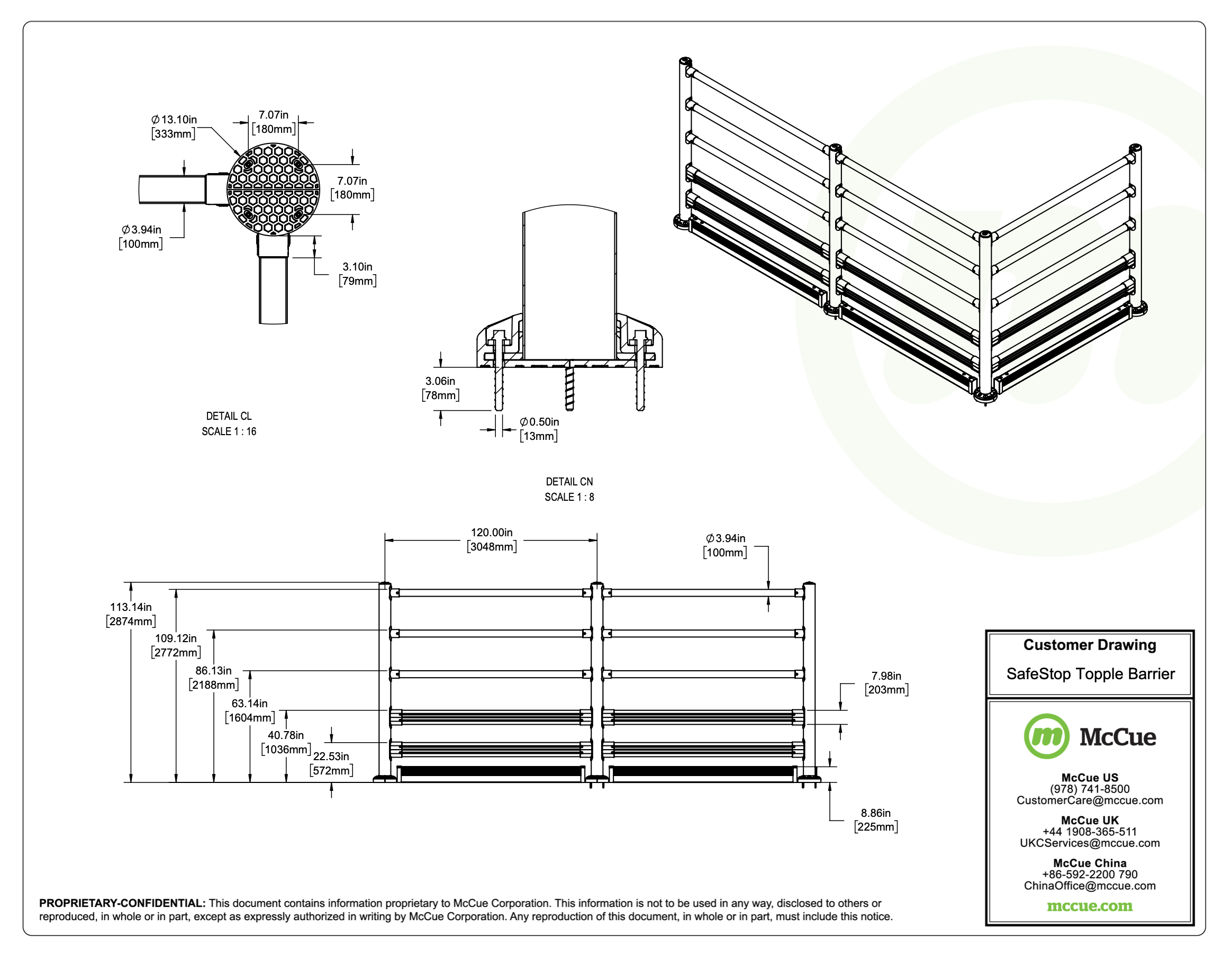 McCue Safety Product Sheet Line Art and Spec Information Customer Drawing