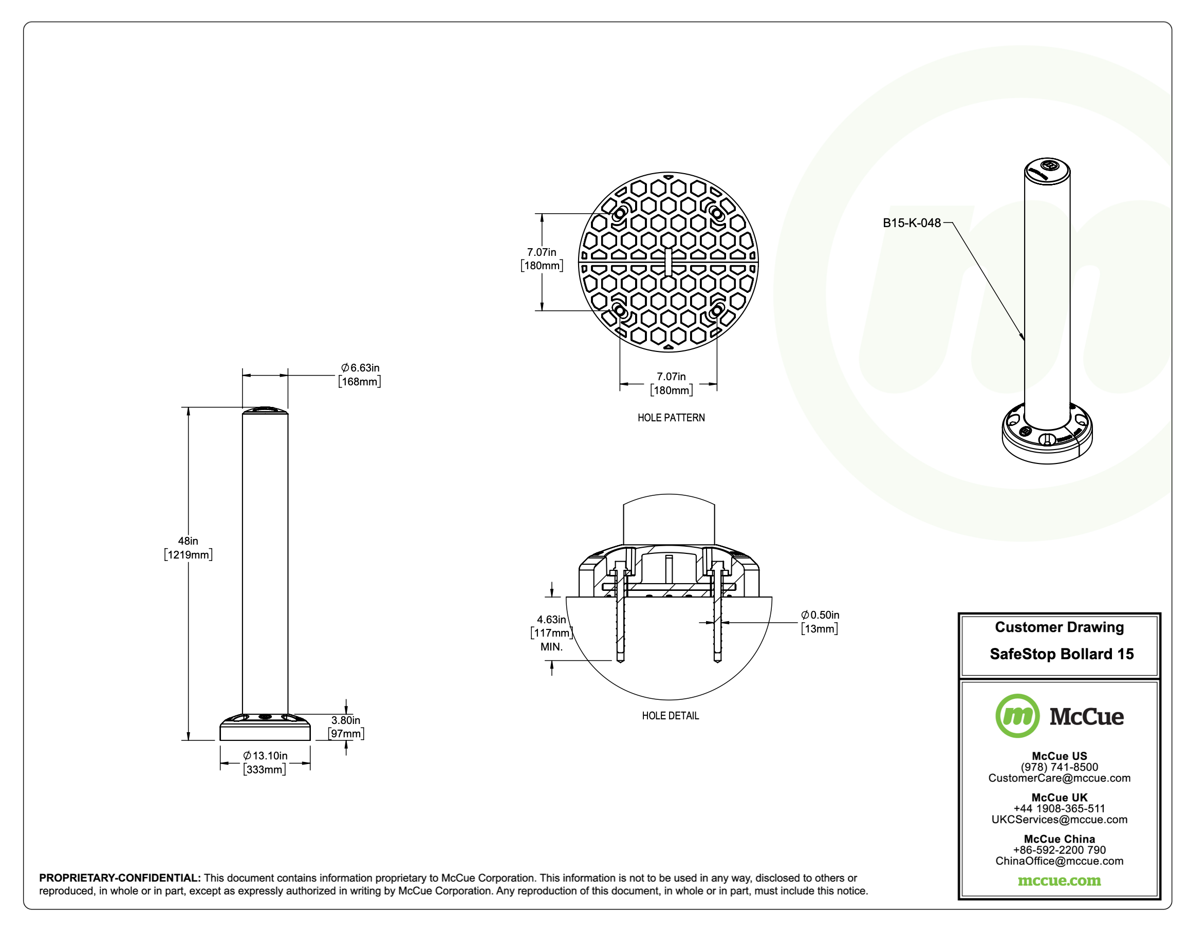 McCue SafeStop Bollard Customer Drawing