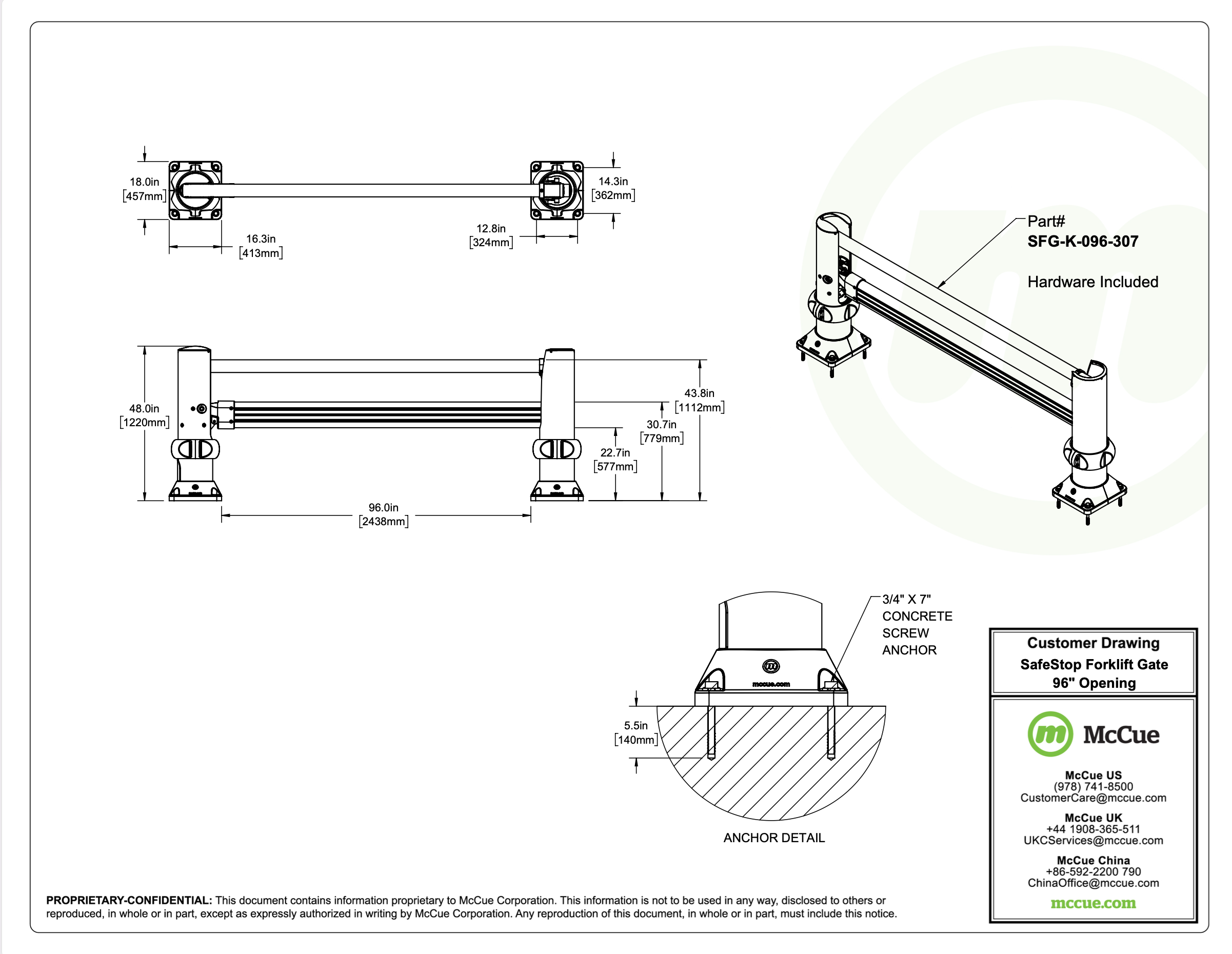 SafeStop ForkLift Gate Customer Drawing 96