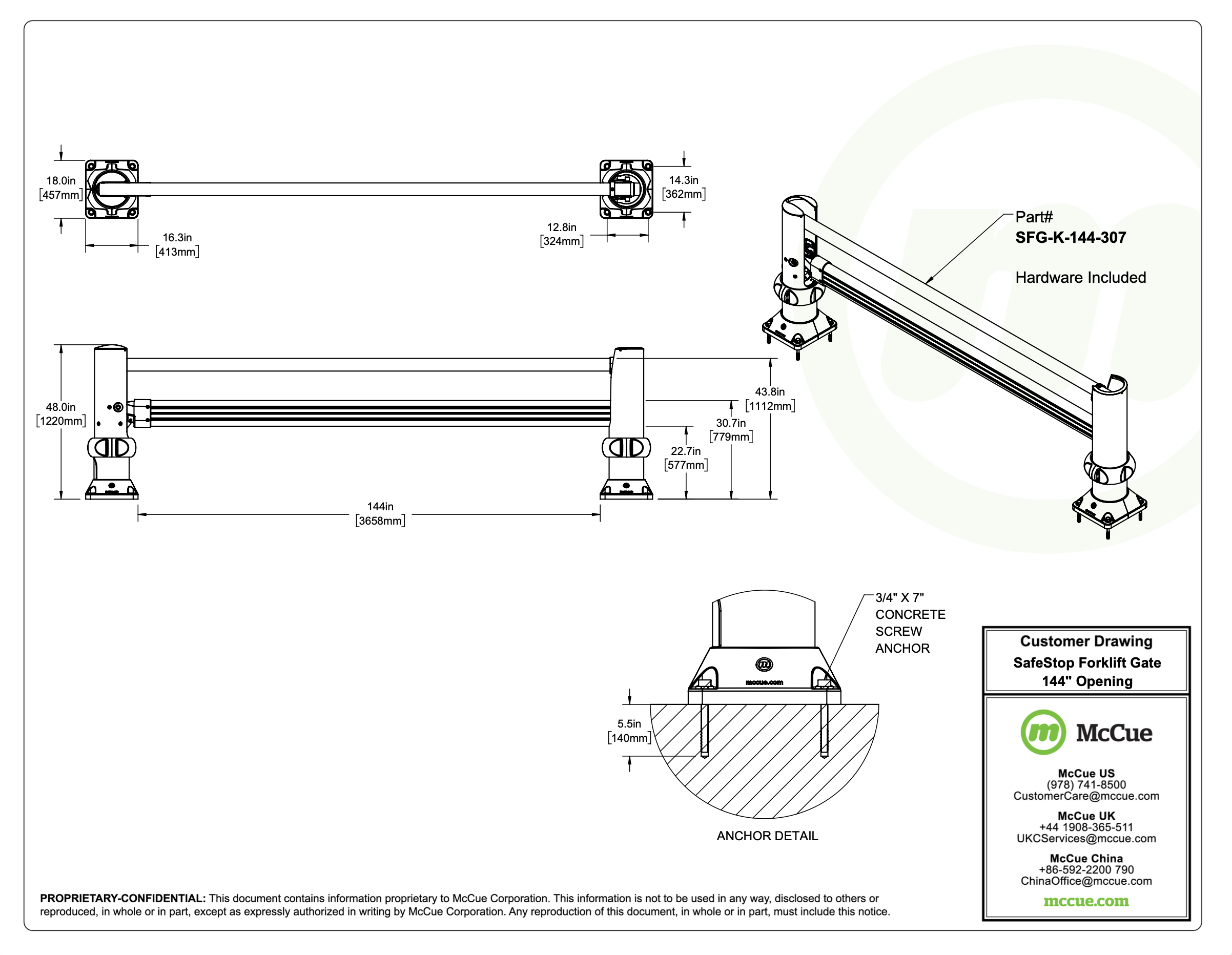 SafeStop ForkLift Gate Customer Drawing 144