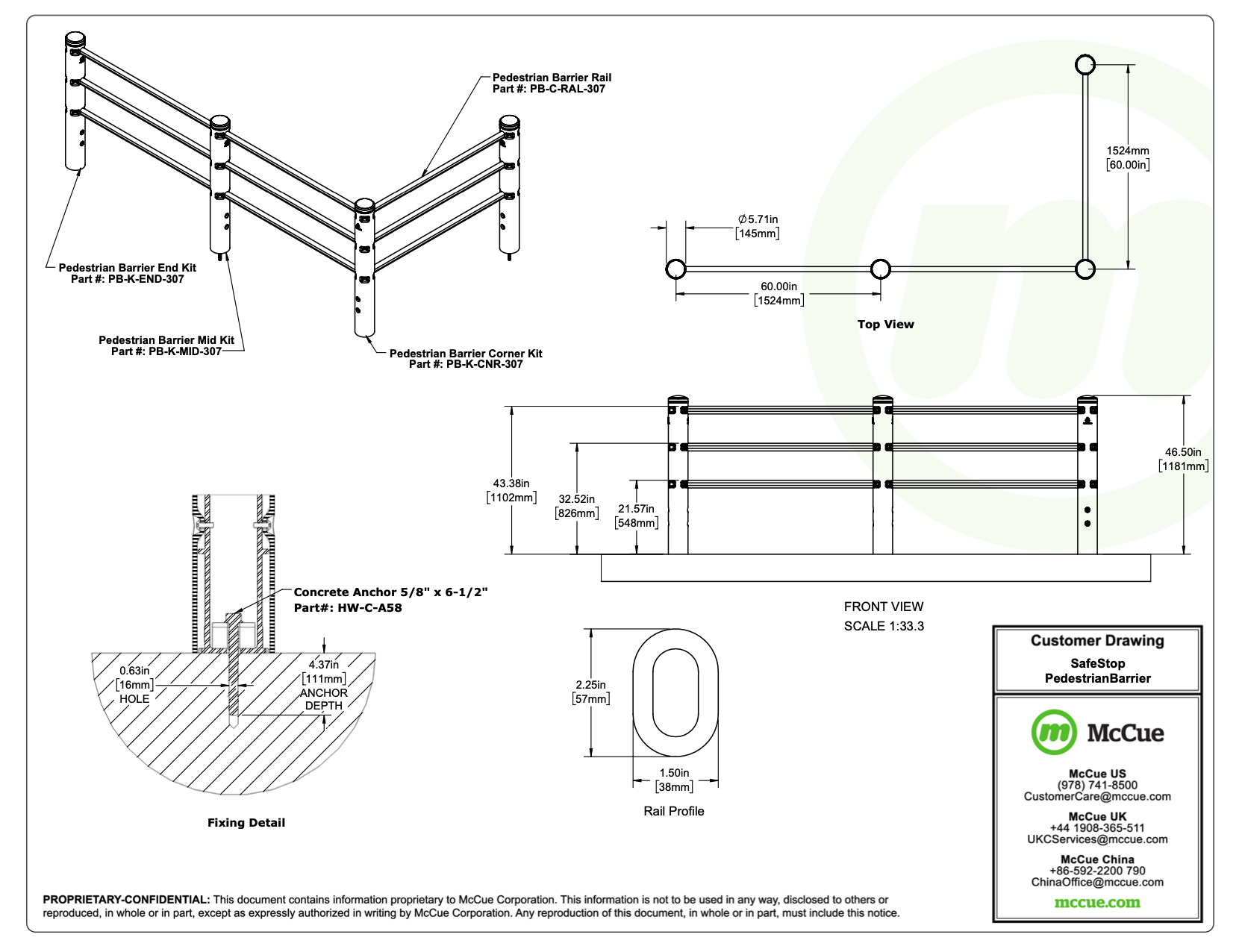 SafeStop PedestrianBarrier Customer Drawing