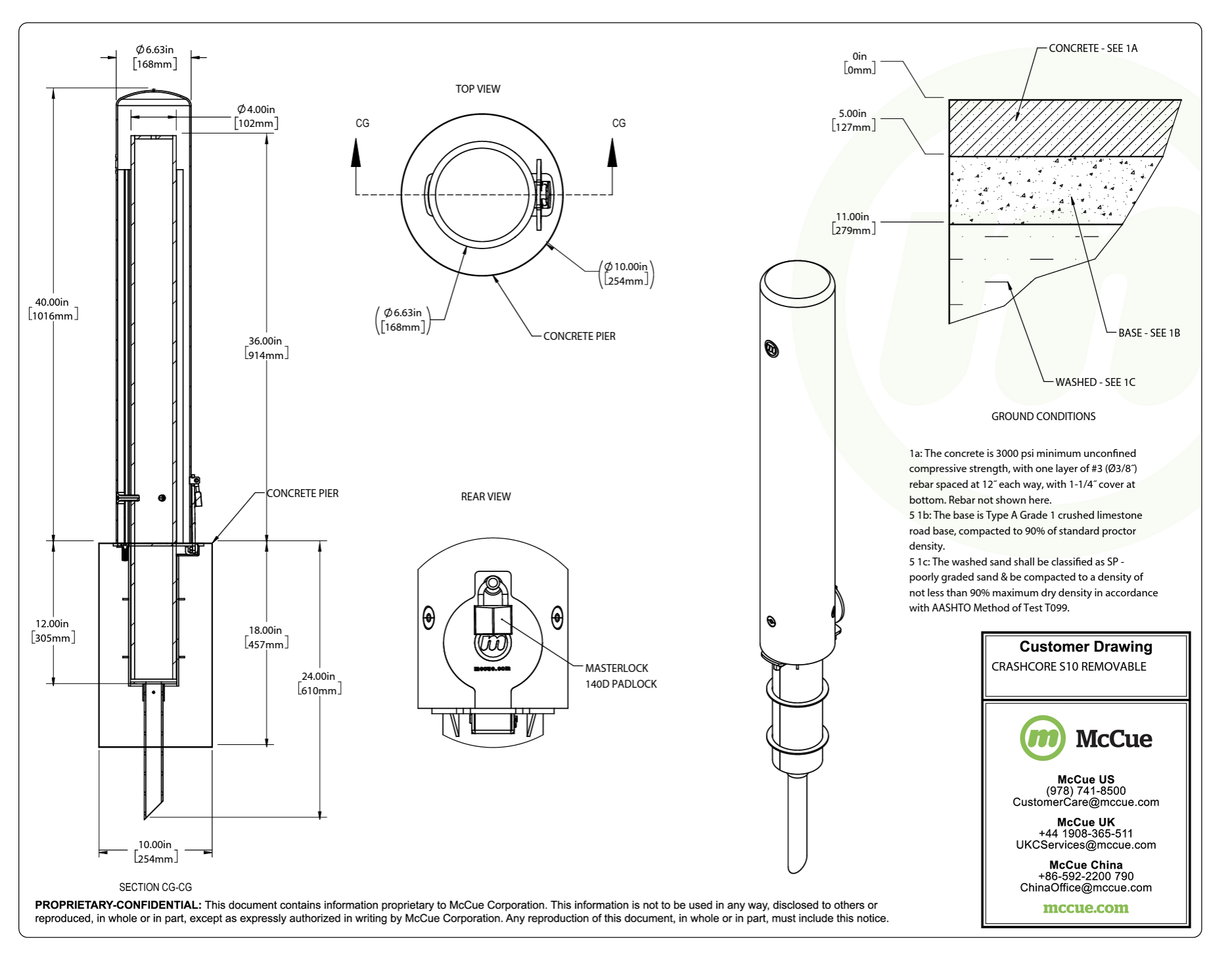 McCue Safety Product Sheet Line Art and Spec Information Customer Drawing