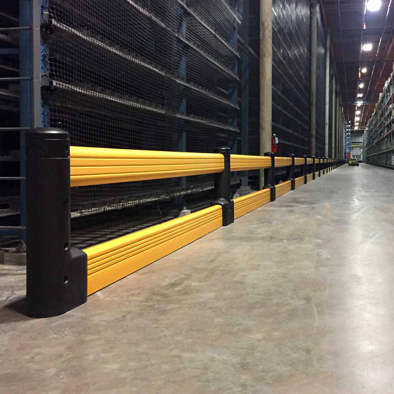 McCue FlexCore Guard Rail Plus Safety Barrier Protection in warehouse