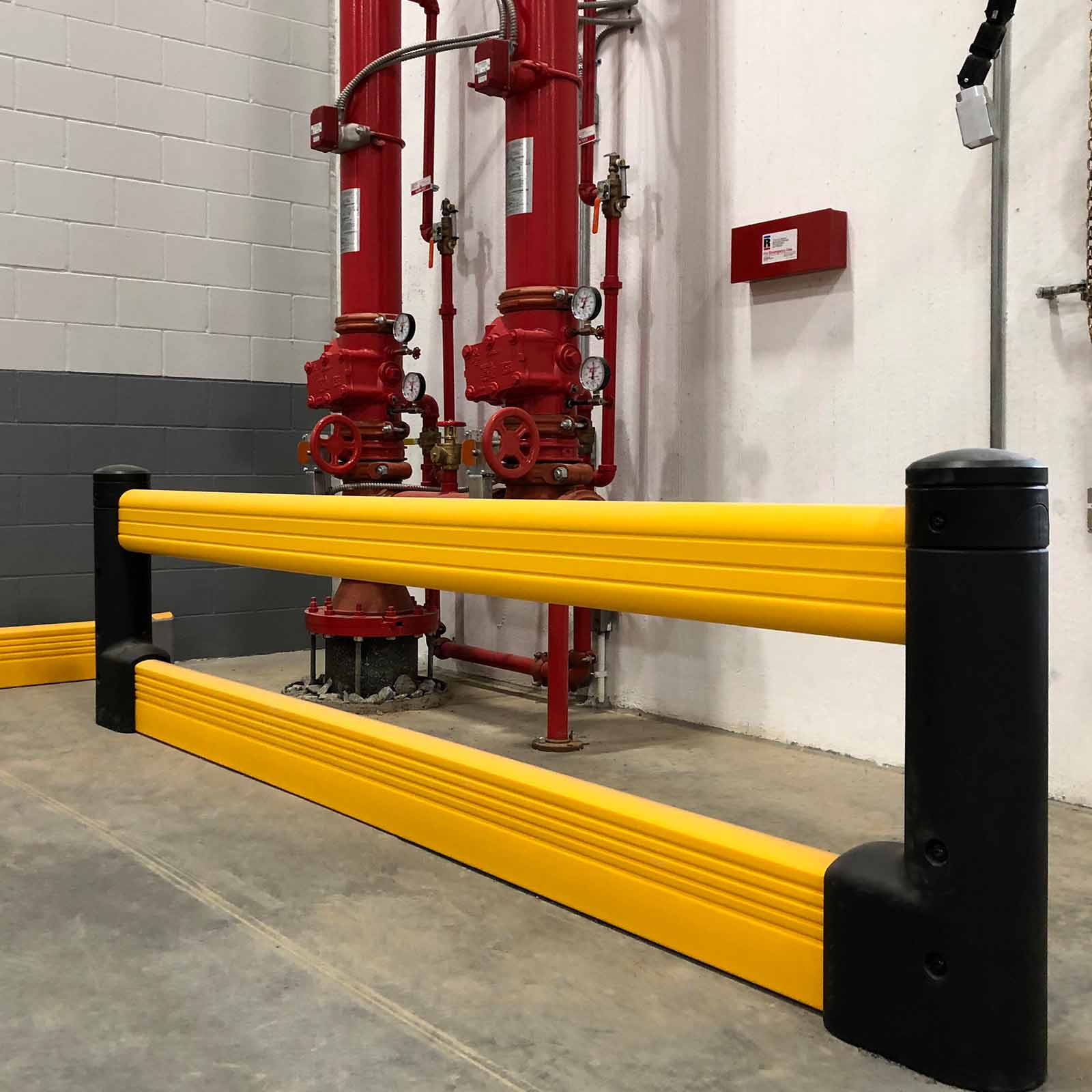 McCue FlexCore Guard Rail Plus Safety Barrier Protection in warehouse