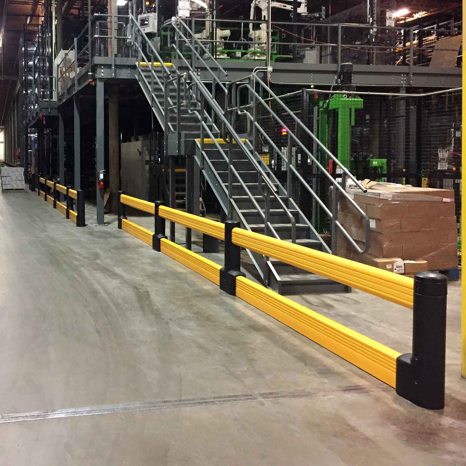 McCue FlexCore Guard Rail Safety Barrier Protection in warehouse