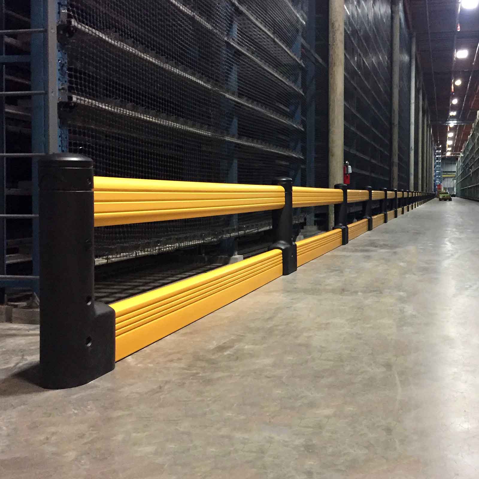 McCue FlexCore Guard Rail Safety Barrier Protection in warehouse