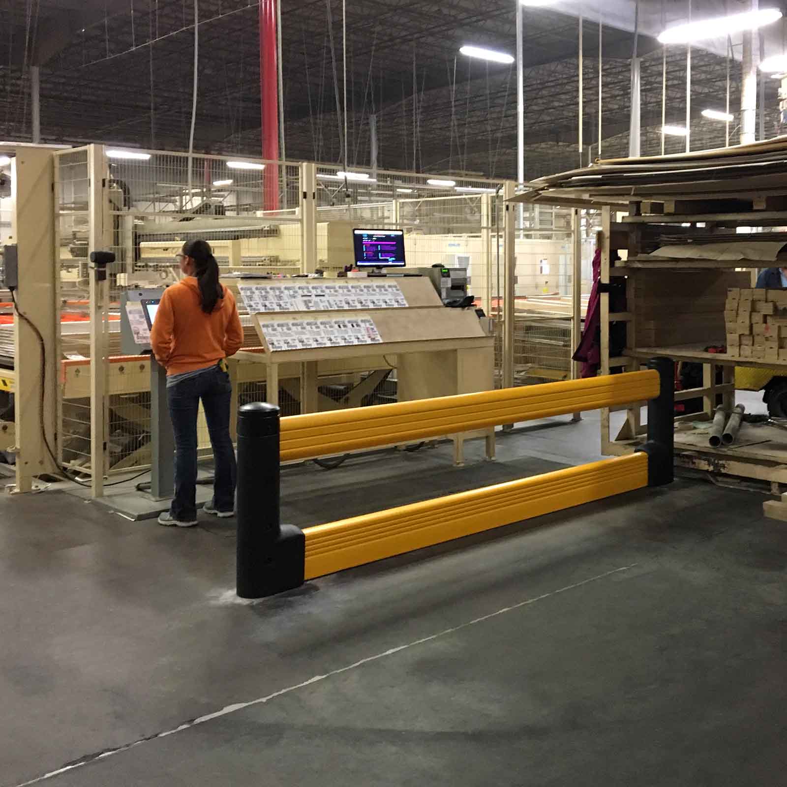 McCue FlexCore Guard Rail Safety Barrier Protection in warehouse