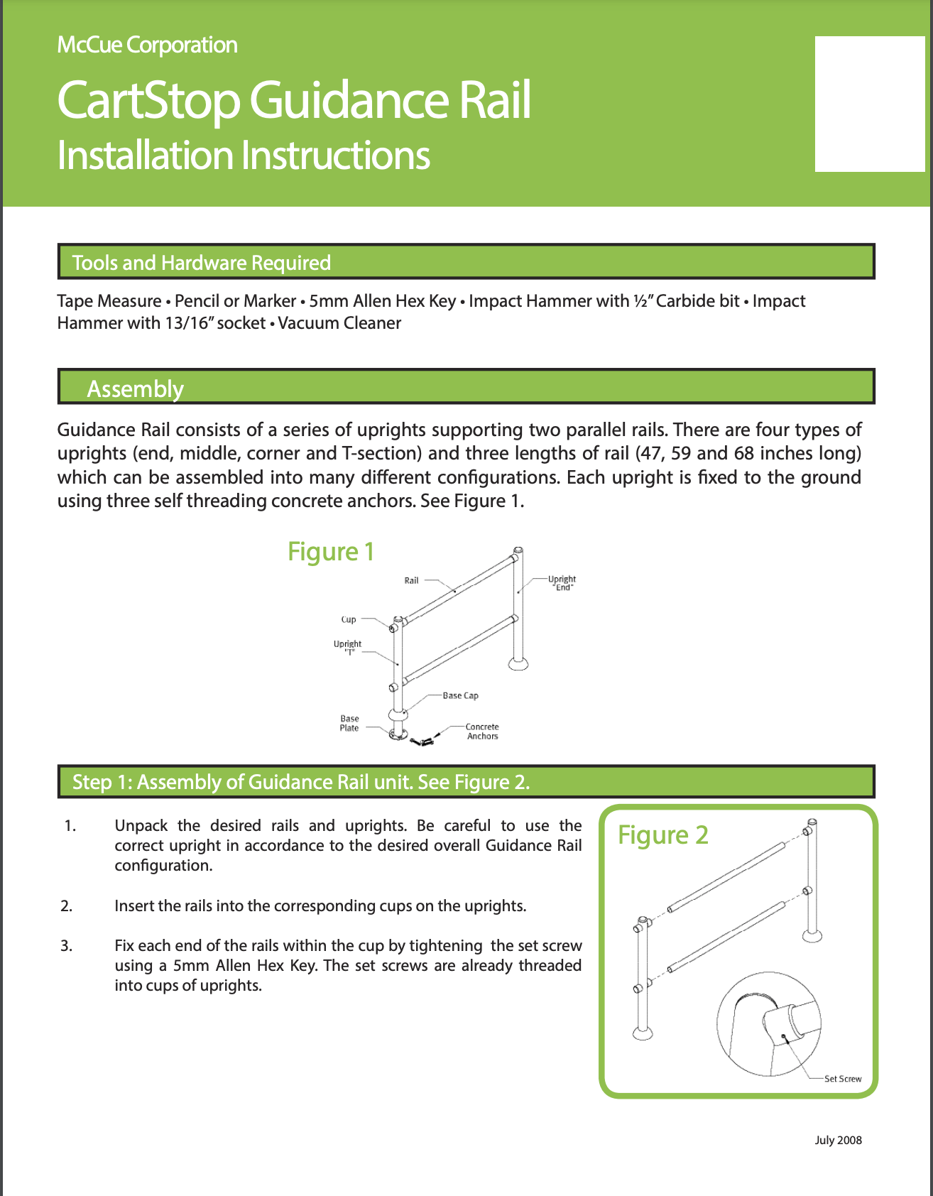 McCue Safety Product Sheet Installation Instruction Information