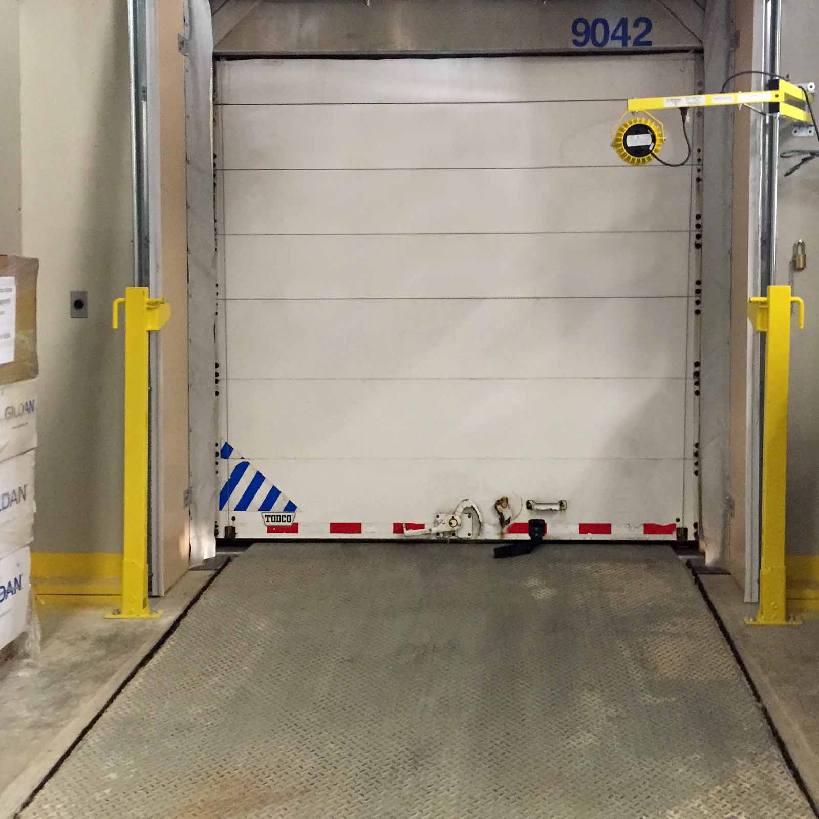 McCue Loading Door Protector infront of Warehouse door
