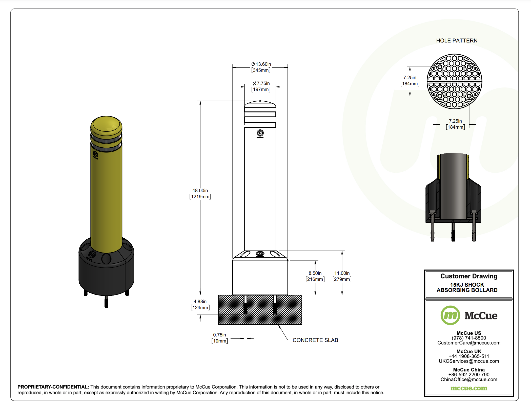 McCue Safety Product Sheet Line Art and Spec Information Customer Drawing