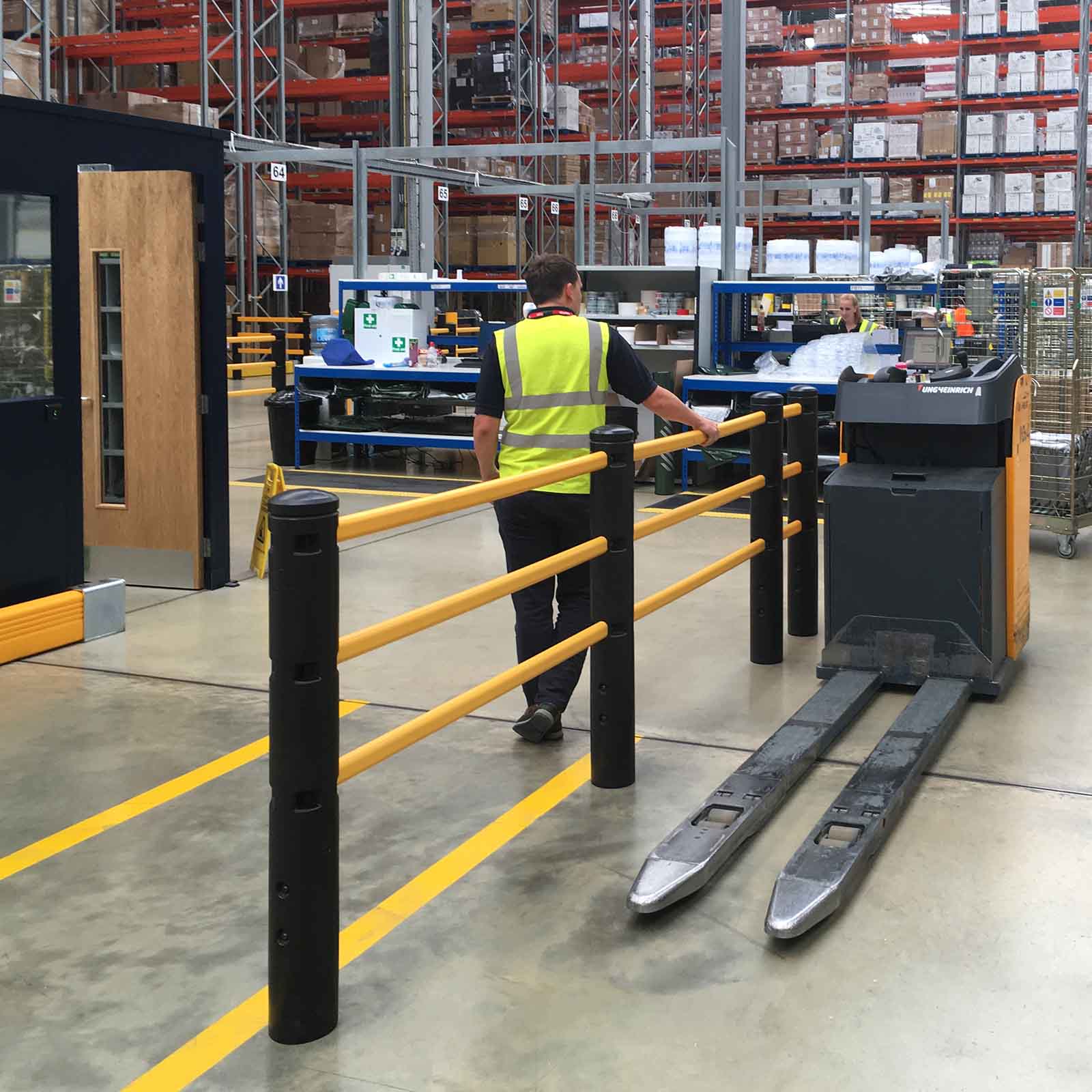 McCue Pedestrian Barrier Safety Protection in Warehouse