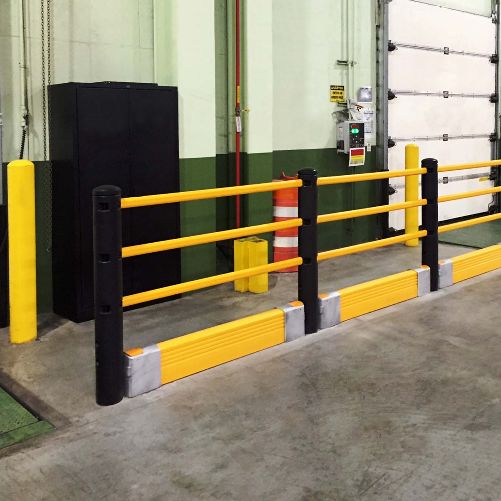 McCue Pedestrian Barrier Safety Protection with Floor Mounted Crash Barrier PLUS in Warehouse