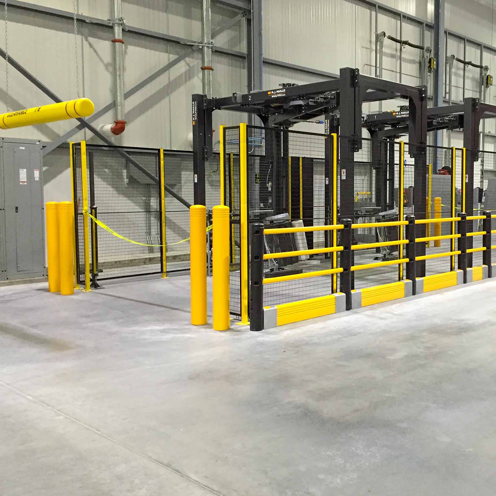 McCue Pedestrian Barrier Safety Protection with Floor Mounted Crash Barrier PLUS in Warehouse
