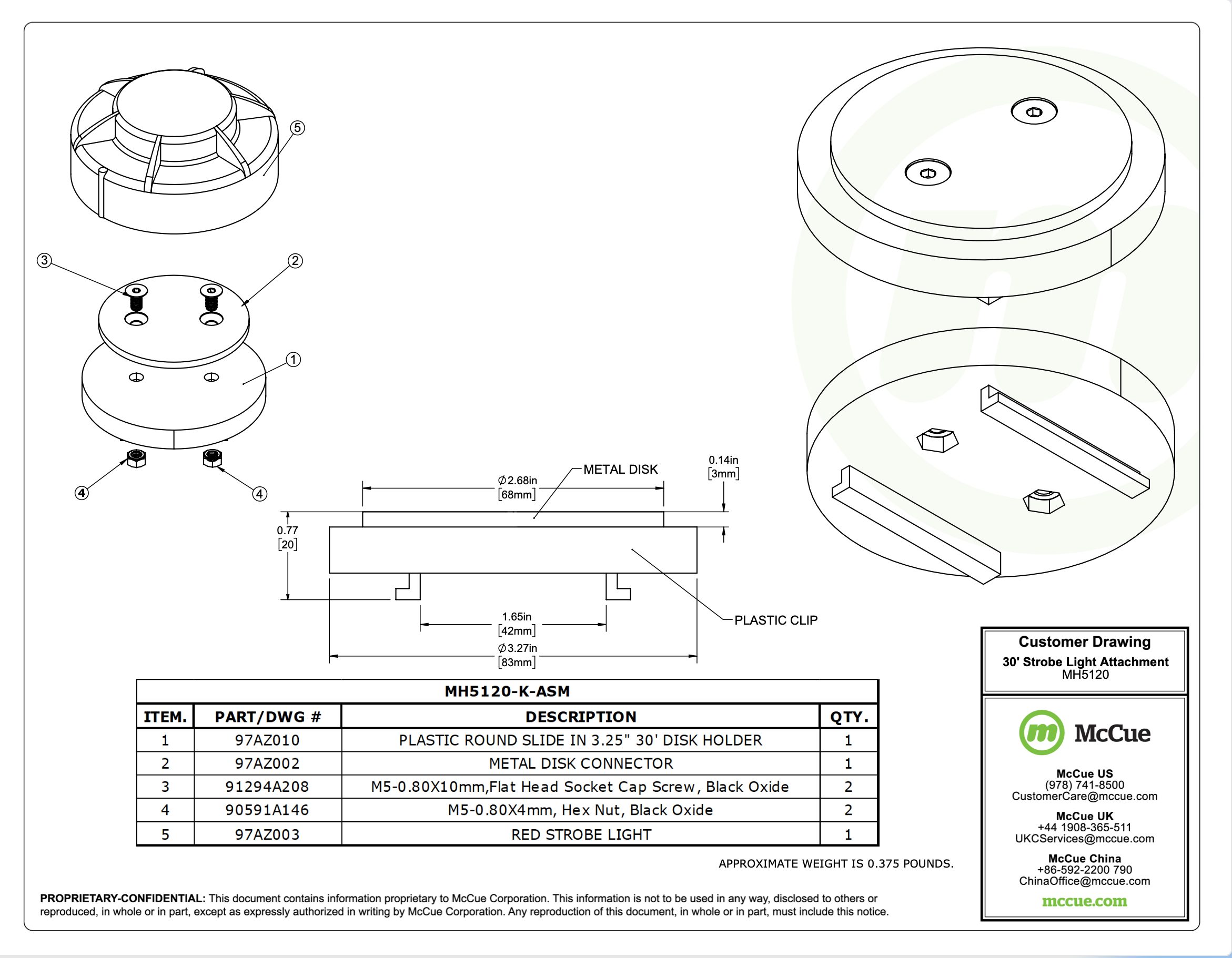 McCue Safety Product Sheet Line Art and Spec Information Customer Drawing