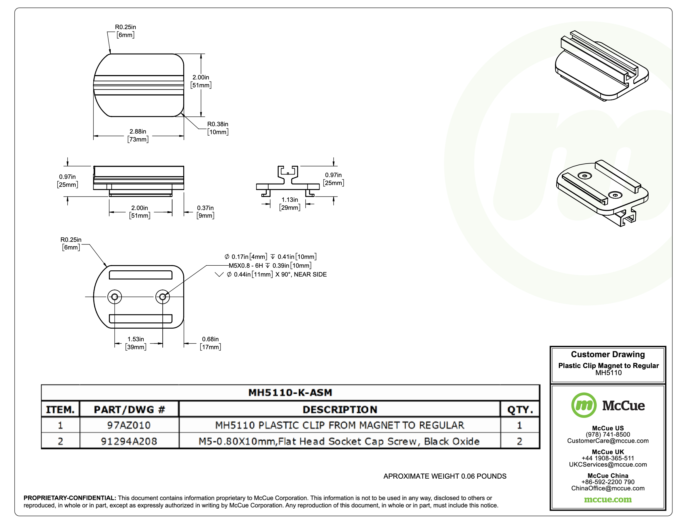 McCue Safety Product Sheet Line Art and Spec Information Customer Drawing