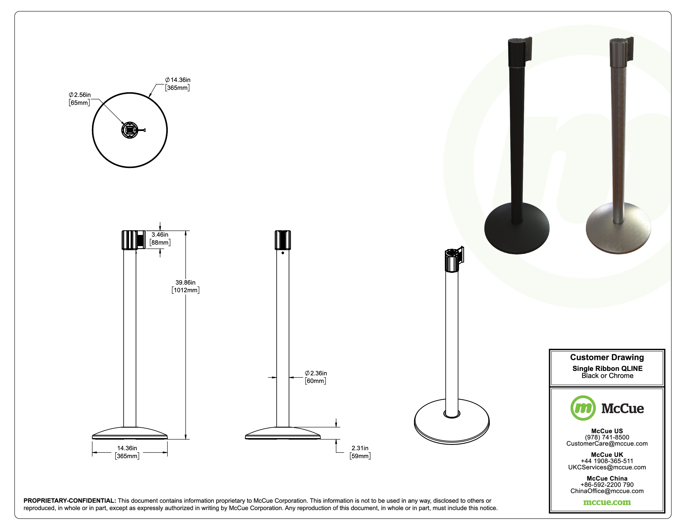 McCue Safety Product Sheet Line Art and Spec Information Customer Drawing