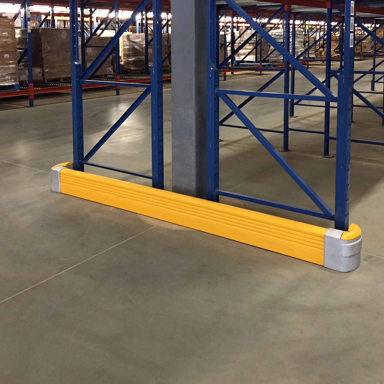 McCue Rack End Safety Barrier Protection in warehouse