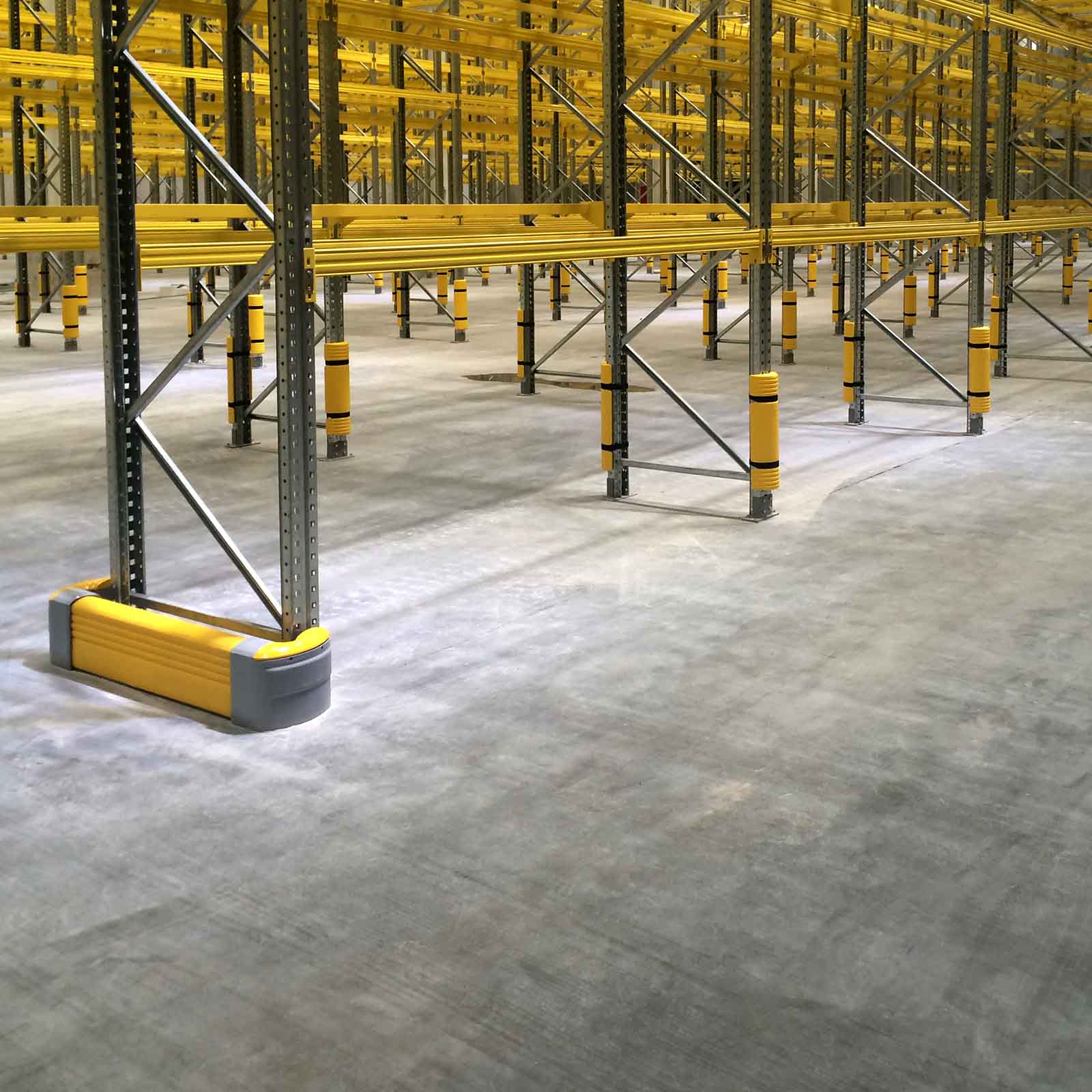 McCue Rack End Safety Barrier Protection in warehouse