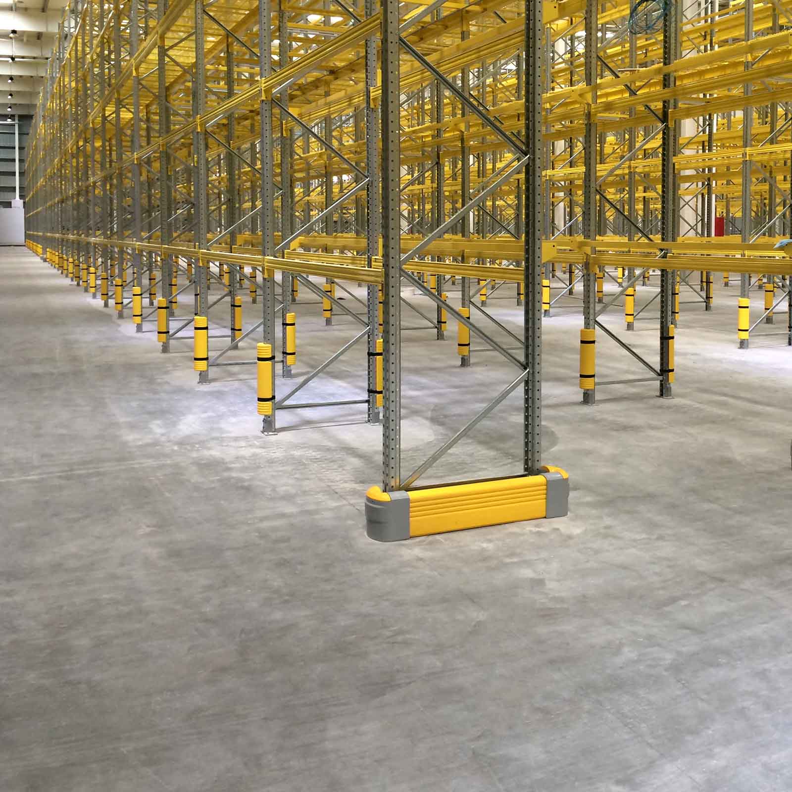 McCue Rack End Safety Barrier Protection in warehouse