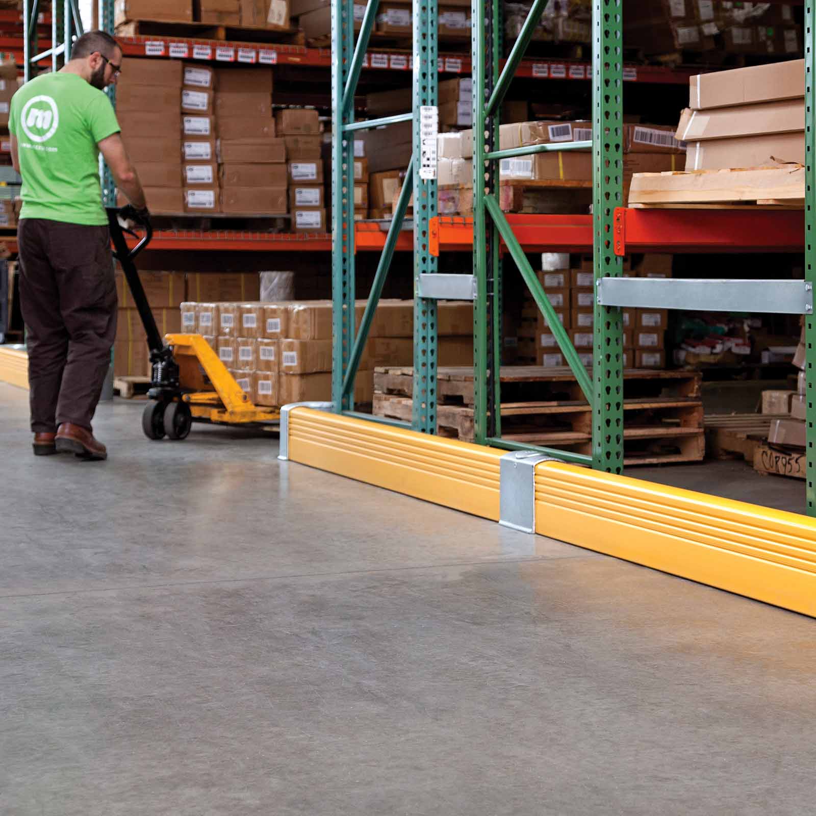 McCue Rack End Safety Barrier Protection in warehouse