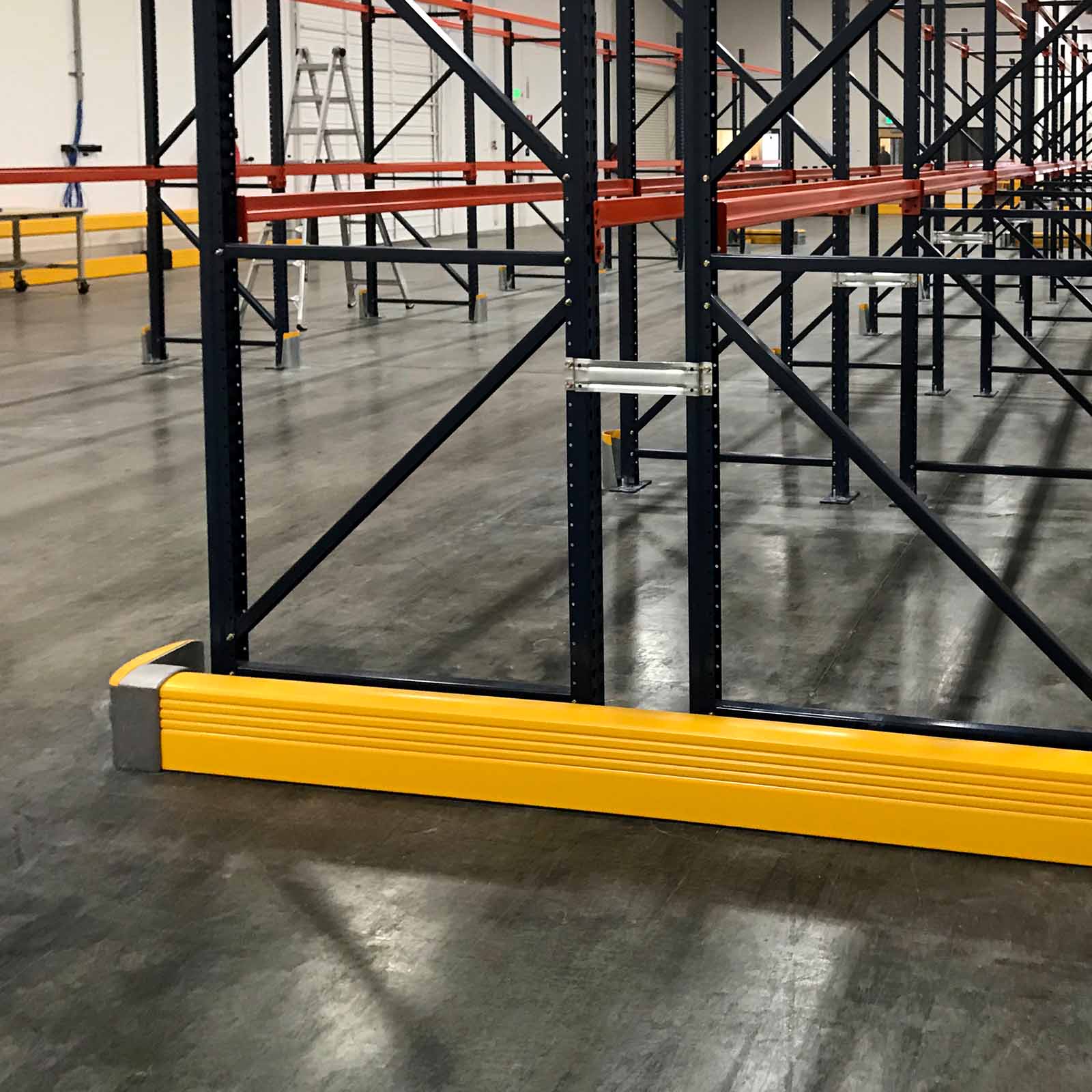 McCue Rack End Safety Barrier Protection in warehouse